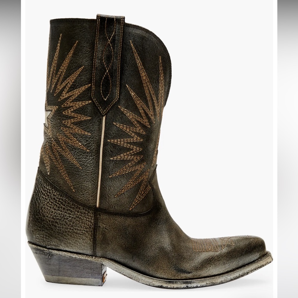 Golden Goose Cowboy boot black/ecru silver.